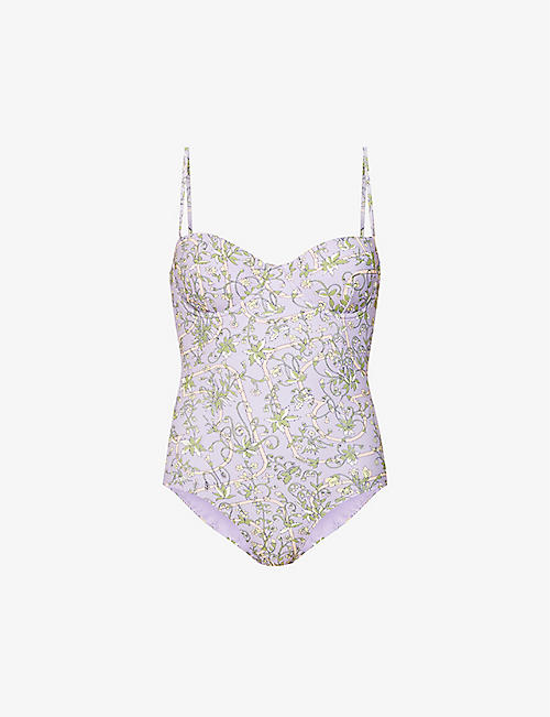 TORY BURCH: Garden floral-print swimsuit