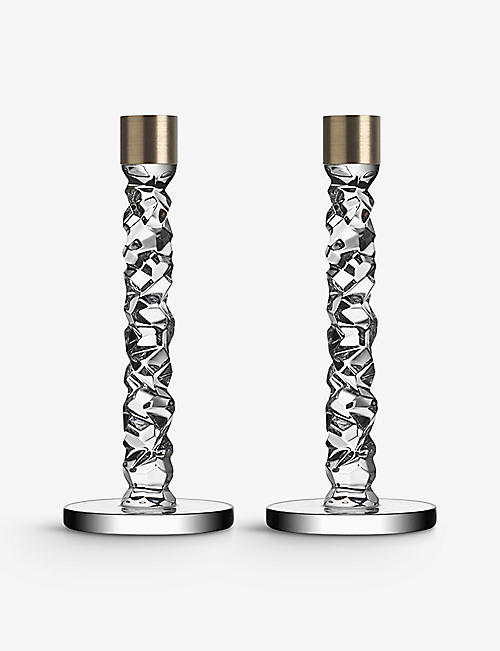 THE WEDDING SHOP: Carat crystal and brass candlesticks set of two