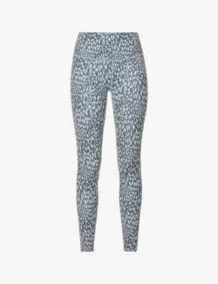 Varley Let's Move Animal Print 7/8 Leggings In Petrol Motion Speckle