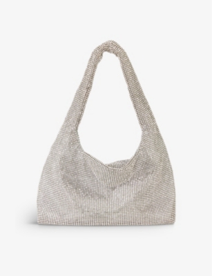 【関税込み】Kara パープル ミニ Crystal Mesh Armpit バッグ KARA Women's' Mini Crystal Mesh Armpit Bag in Silver | LN-CC®