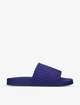 Bottega Veneta Carpet Grooved Rubber Sliders In Navy