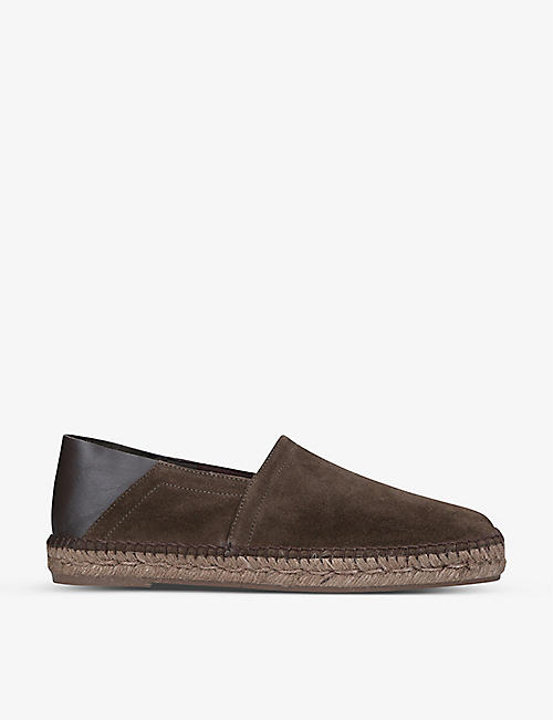TOM FORD: Barnes stich-detail suede and leather espadrilles