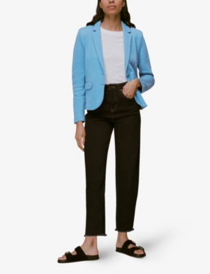 Shop Whistles Women's Blue Slim-fit Cotton Blazer