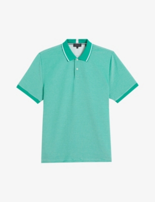 Ted Baker Mens Mid-green Ellerby Striped Woven Polo Shirt