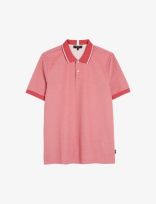 Ted Baker Ellerby Striped Woven Polo Shirt In Pink