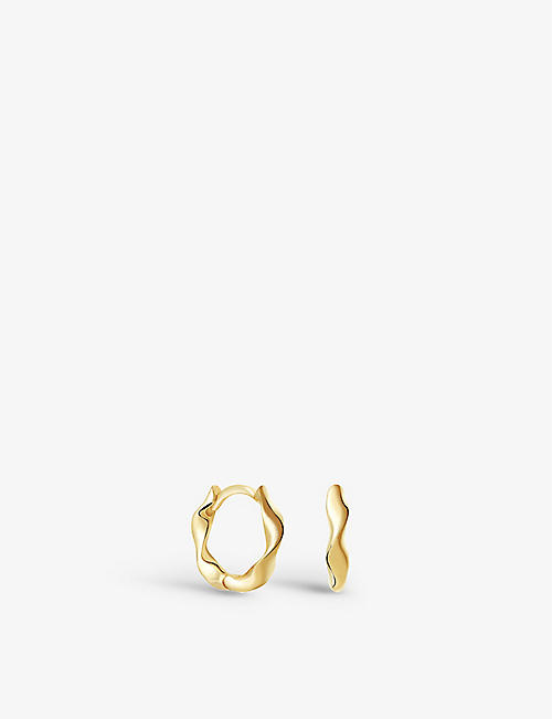 ASTRID & MIYU: Elemental 18ct yellow gold-plated sterling silver huggie earrings
