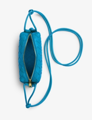 Bottega Veneta Mini Loop Crossbody Bag in Blueprint & Gold
