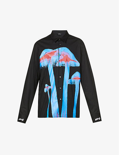 MSFTSREP: Mushroom-print regular-fit stretch-cotton shirt