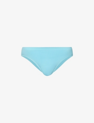 Shop Hanro Ladies Light Blue Touch Feeling Mid-rise Stretch-knit Briefs, Size: Xs