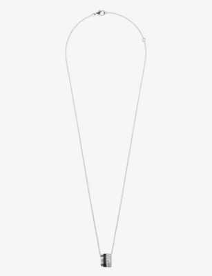 Boucheron Quatre Black Edition 18ct White-gold And 0.24ct Diamond Pendant Necklace In Gold And Black