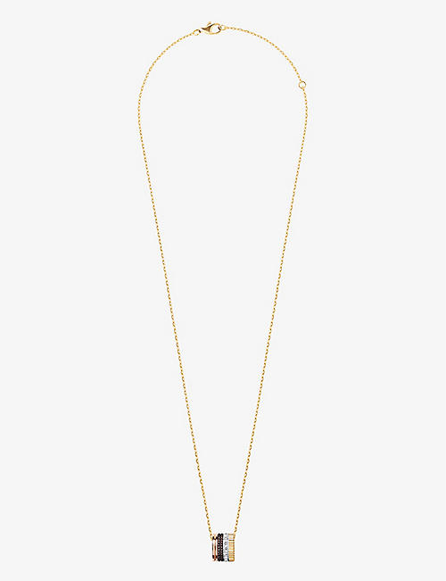 BOUCHERON: Quatre Classique 18ct yellow-, white- brown and rose-gold and 0.24ct brilliant-cut pendant necklace