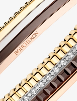 Shop Boucheron Womens Gold And Brown Quatre Classique Small Pvd-coated 18ct Yellow, White And Pink Gold A