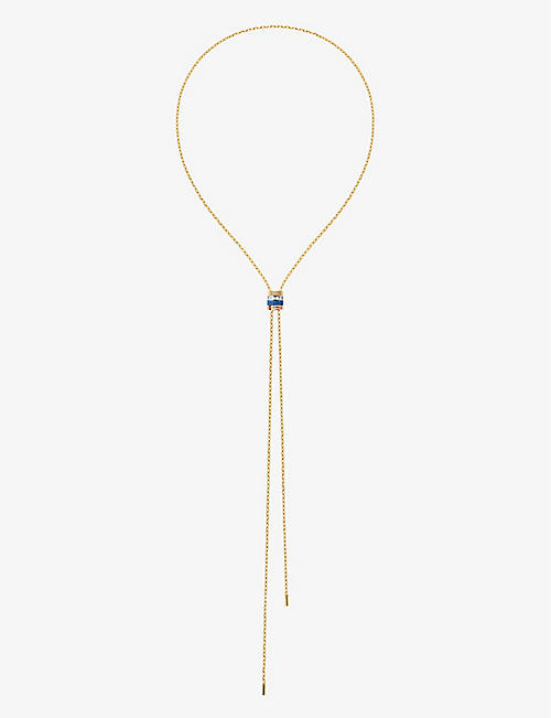 BOUCHERON: Quatre Blue Edition large 18ct yellow-gold, white-gold, rose-gold, ceramic and 0.33ct round-cut diamond tie necklace