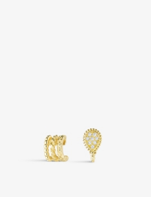 Boucheron Women's Gold Serpent Bohème 18ct Yellow-gold And 0.13ct Diamond Asymmetrical Clip Earrings