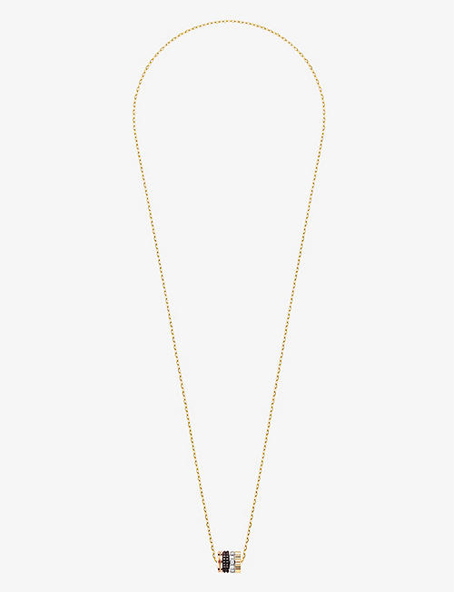 BOUCHERON: Quatre Classique 18ct yellow-, white- brown and rose-gold and 0.11ct brilliant-cut pendant necklace