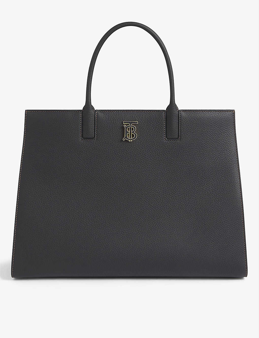 Burberry Frances Large Leather Tote Bag In Black