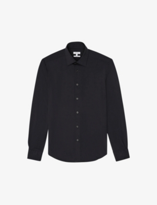 Reiss Voyager Stretch Performance Solid Regular Fit Button Down Travel Shirt In Navy