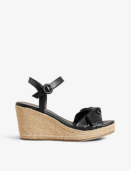 TED BAKER: Bryanah bow-embellished leather wedge sandals