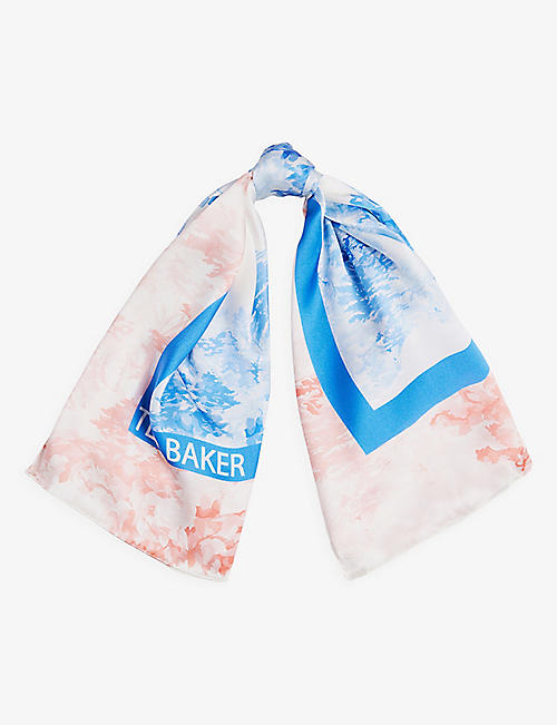 TED BAKER: Shali graphic-print silk scarf