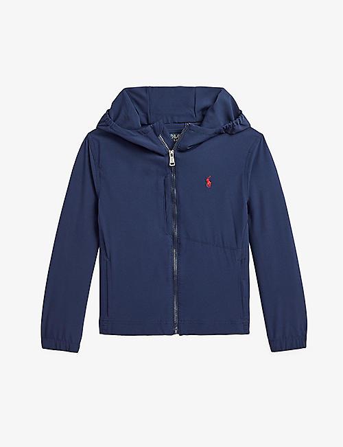 RALPH LAUREN: Logo-embroidered zip-front shell hooded jacket 5-7 years