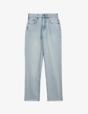 Shop Ted Baker Womens Lt-wash Nellin Straight-leg Raw-hem Denim Jeans