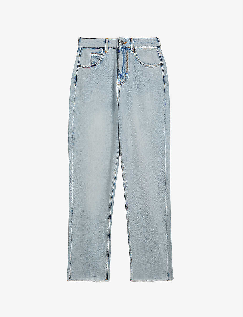 Shop Ted Baker Nellin Straight-leg Raw-hem Denim Jeans In Lt-wash