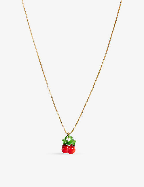 TED BAKER: Gresela cherry-charm glass and brass pendant necklace