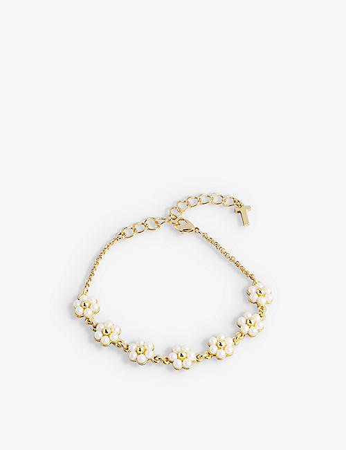 TED BAKER: Darsia brass and faux-pearl bracelet