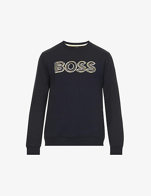 BOSS: Logo-embroidered stretch cotton-blend sweatshirt