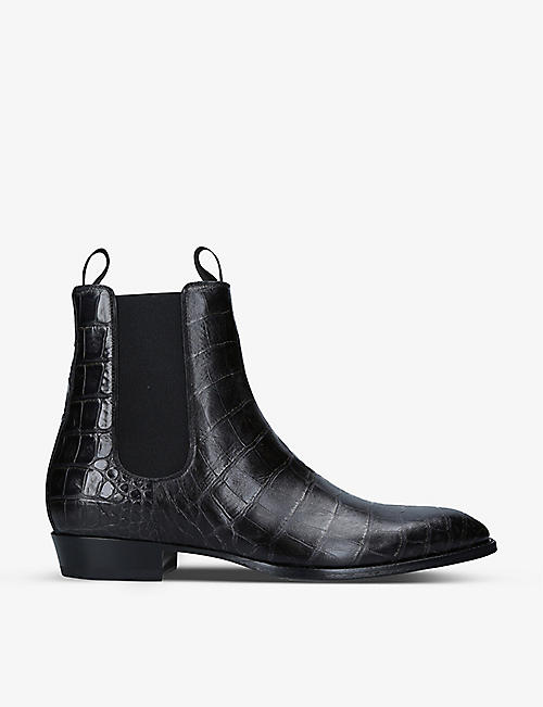 GIUSEPPE ZANOTTI: Atlanta croc-embossed leather boots