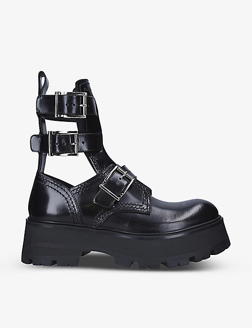 ALEXANDER MCQUEEN: Rave gladiator buckled leather ankle boots