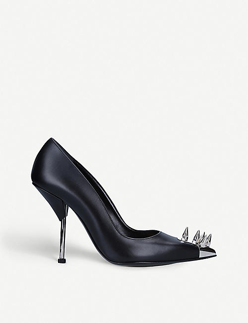ALEXANDER MCQUEEN: Spike stud-embellished leather courts