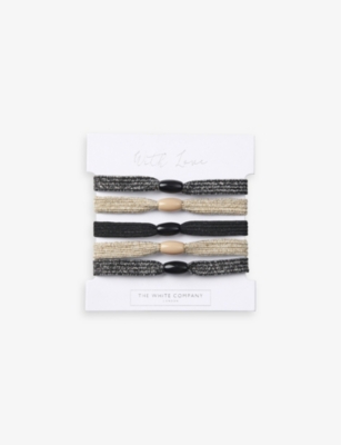 THE WHITE COMPANY: Sparkle-detail ribbed set-of-five hair elastics