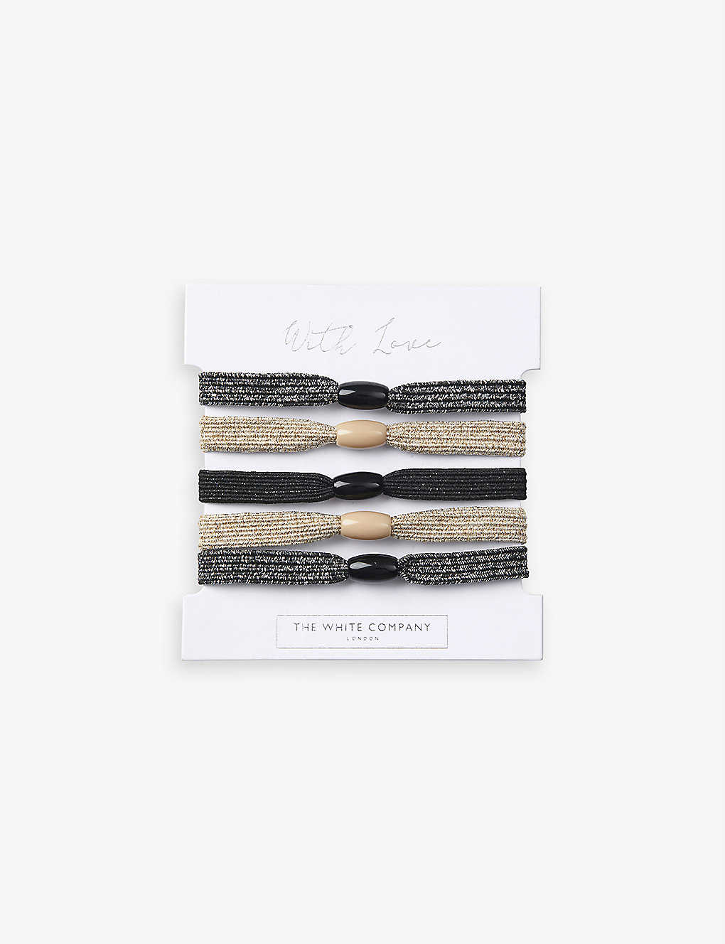 The White Company Sparkle-detail Ribbed Set-of-five Hair Elastics In Multi