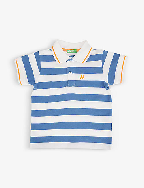 BENETTON: Logo striped cotton polo shirt 1-4 years