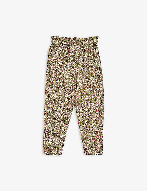 BENETTON: Floral-print woven trousers 4-14 years