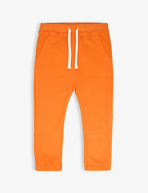 BENETTON: Brand-patch mid-rise organic-cotton jogging bottoms 6-7 years