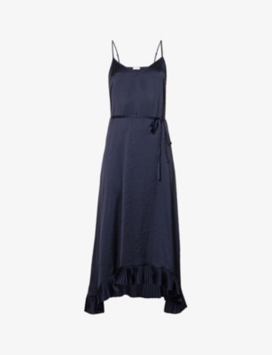 CLAUDIE PIERLOT Roucas pleated hem satin midi dress Selfridges