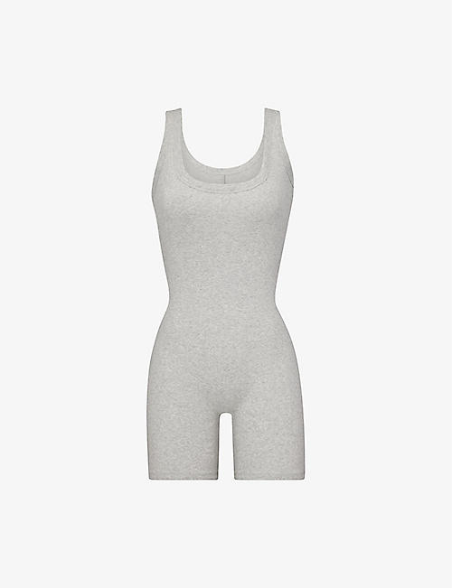 SKIMS: Slim-fit ribbed stretch-cotton playsuit