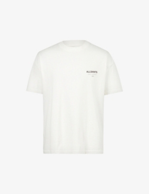 Allsaints Underground Organic Cotton Logo Graphic Tee In Ashen White