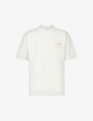 Allsaints Underground Oversize Graphic Tee In Ashen White/or