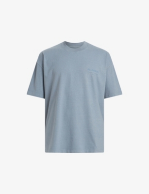 Shop Allsaints Mens Dusty Blue Underground Graphic-print Cotton T-shirt