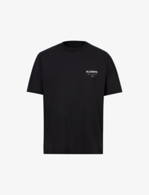 Shop Allsaints Men's Jet Black Underground Graphic-print Cotton T-shirt