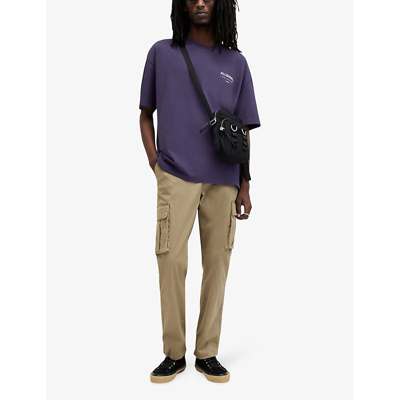 Shop Allsaints Men's Lapis Purple Underground Graphic-print Cotton T-shirt