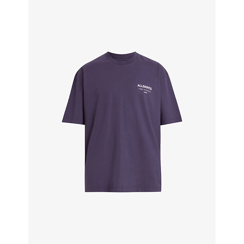 Shop Allsaints Men's Lapis Purple Underground Graphic-print Cotton T-shirt