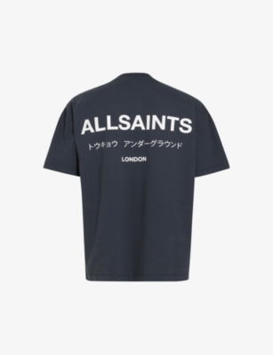 Allsaints Mens Universe Blue Underground Graphic-print Cotton T-shirt