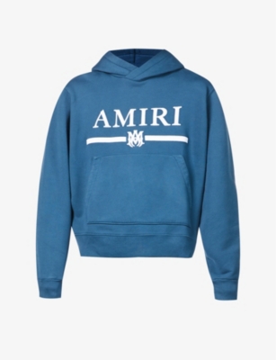 Amiri Logo-embroidered Relaxed-fit Cotton-jersey Hoody In Pond Blue