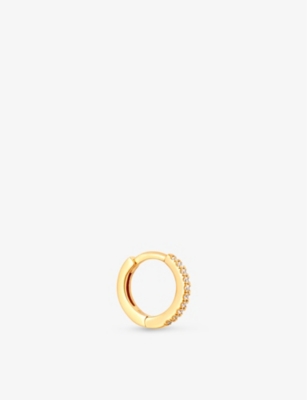 ASTRID & MIYU: Crystal 18ct yellow gold-plated recycled sterling silver and cubic zirconia hoop earring