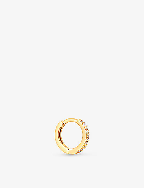 ASTRID & MIYU: Crystal 18ct yellow gold-plated recycled sterling silver and cubic zirconia hoop earring