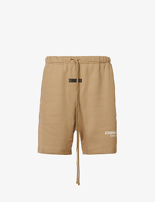 FOG X ESSENTIALS: ESSENTIALS Brand-print drawstring-waist cotton-blend shorts